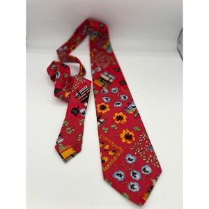 Kenzo Paris 100% silk Red Floral Pattern Necktie for Men